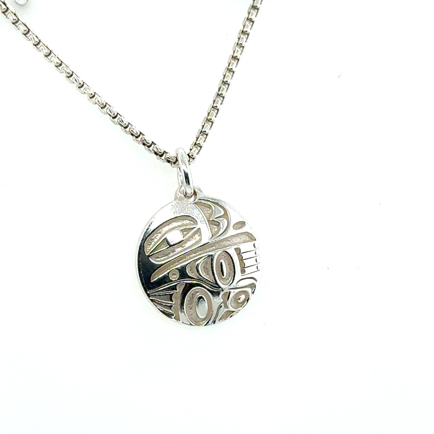 Pendant - Sterling Silver - Round - Raven - Mini - 15mm