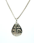 Pendant - Sterling Silver - Teardrop - Raven - Mini - 19mm