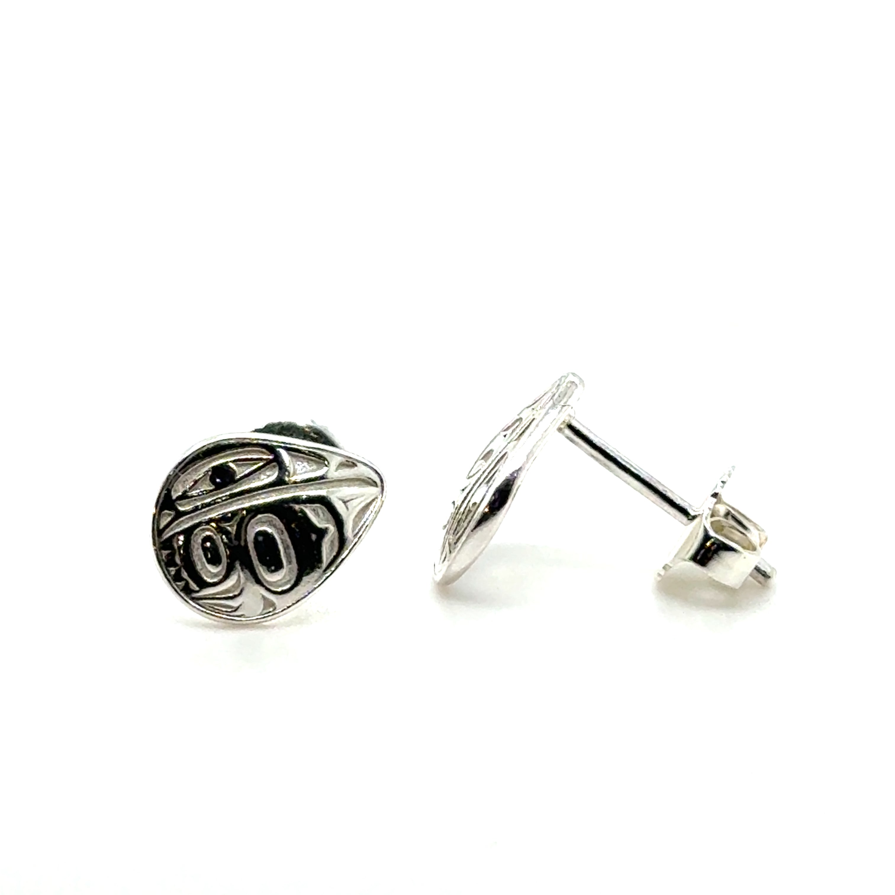 Earrings - Sterling Silver - Stud - Raven - Micro - Teardrop