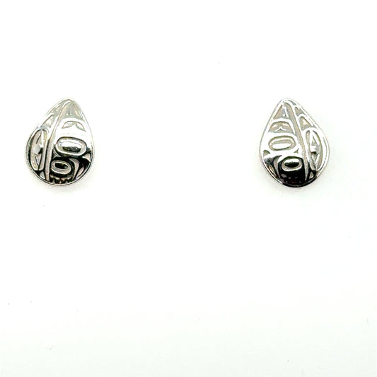 Earrings - Sterling Silver - Stud - Raven - Micro - Teardrop