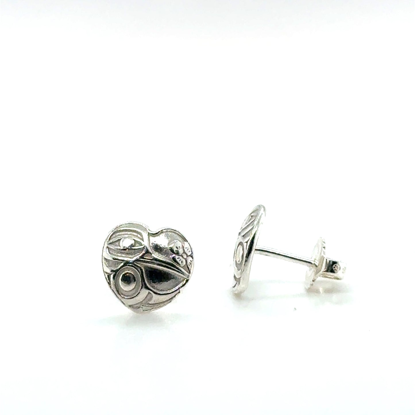 Earrings - Sterling Silver - Stud - Hummingbird - Small - Heart