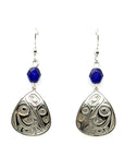Earrings - Sterling Silver - Drop - Triangle - Hummingbird - Small - Cobalt Blue Czech Glass Beads