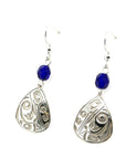 Earrings - Sterling Silver - Drop - Triangle - Hummingbird - Small - Cobalt Blue Czech Glass Beads