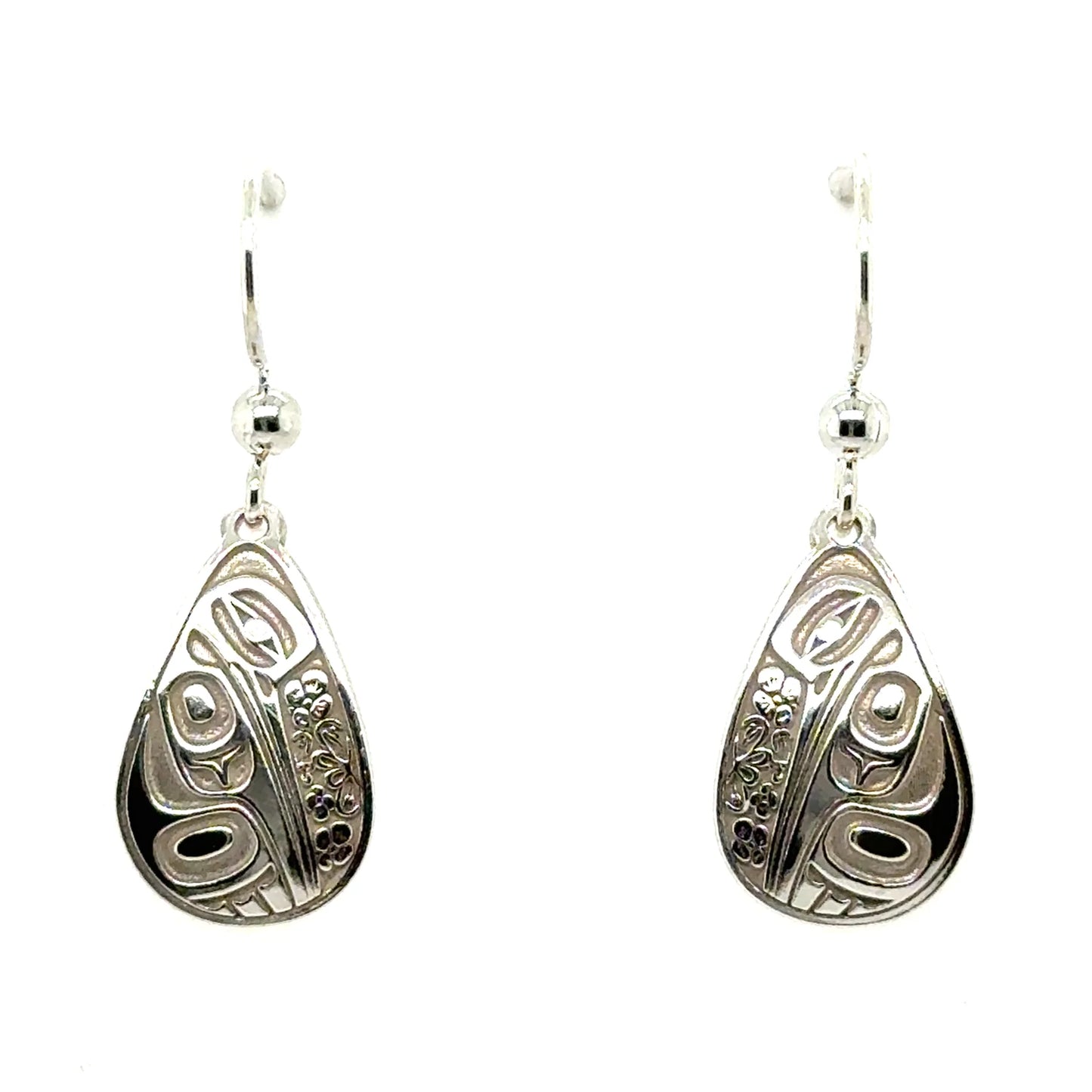 Earrings - Sterling Silver - Drop - Teardrop - Hummingbird Floral - Small - 18mm