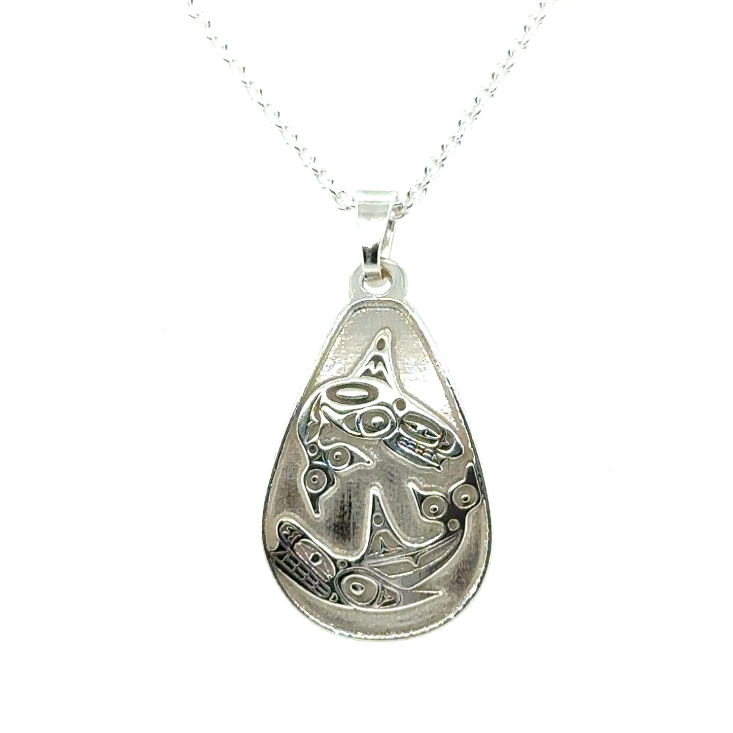 Pendant - Sterling Silver - Teardrop - Orca - Small - 25mm