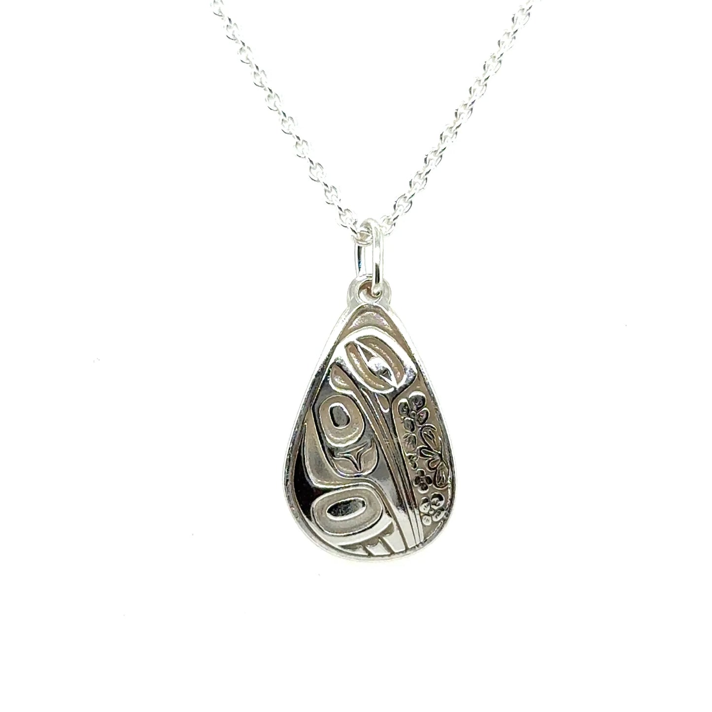 Pendant - Sterling Silver - Teardrop - Hummingbird - Mini - 19mm