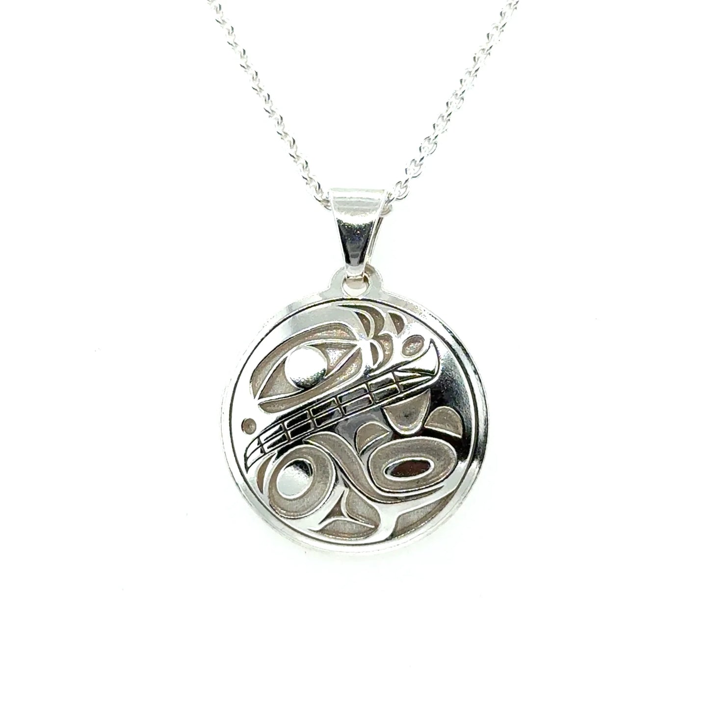Pendant - Sterling Silver - Round - Orca 2 - Small - 20mm