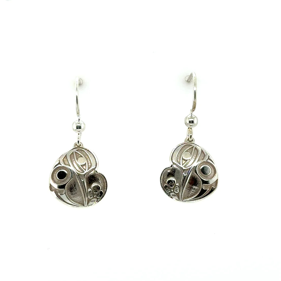Earrings - Sterling Silver - Drop - Heart - Hummingbird - Small - 15mm