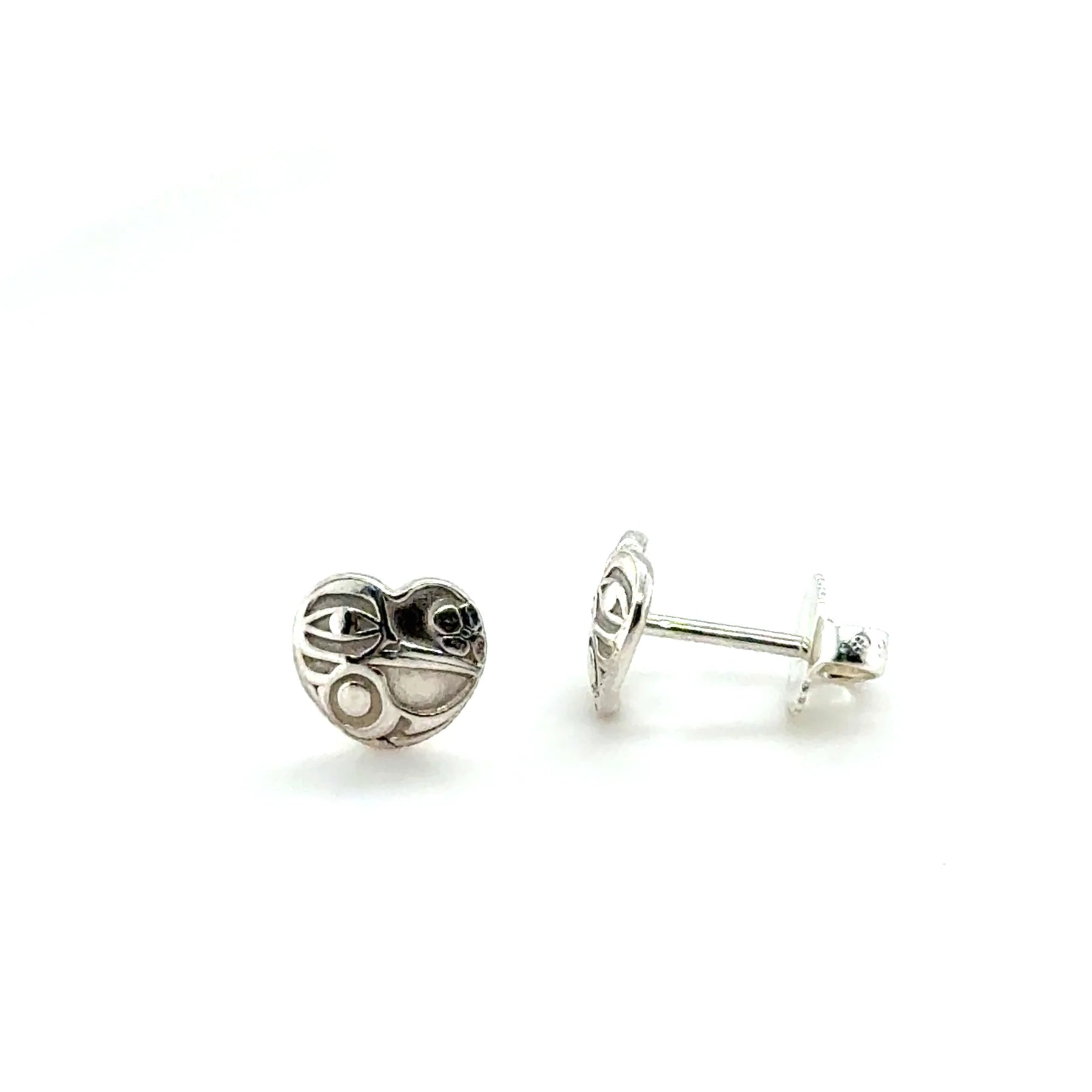 Earrings - Sterling Silver - Stud - Hummingbird - Micro - Heart - 8mm