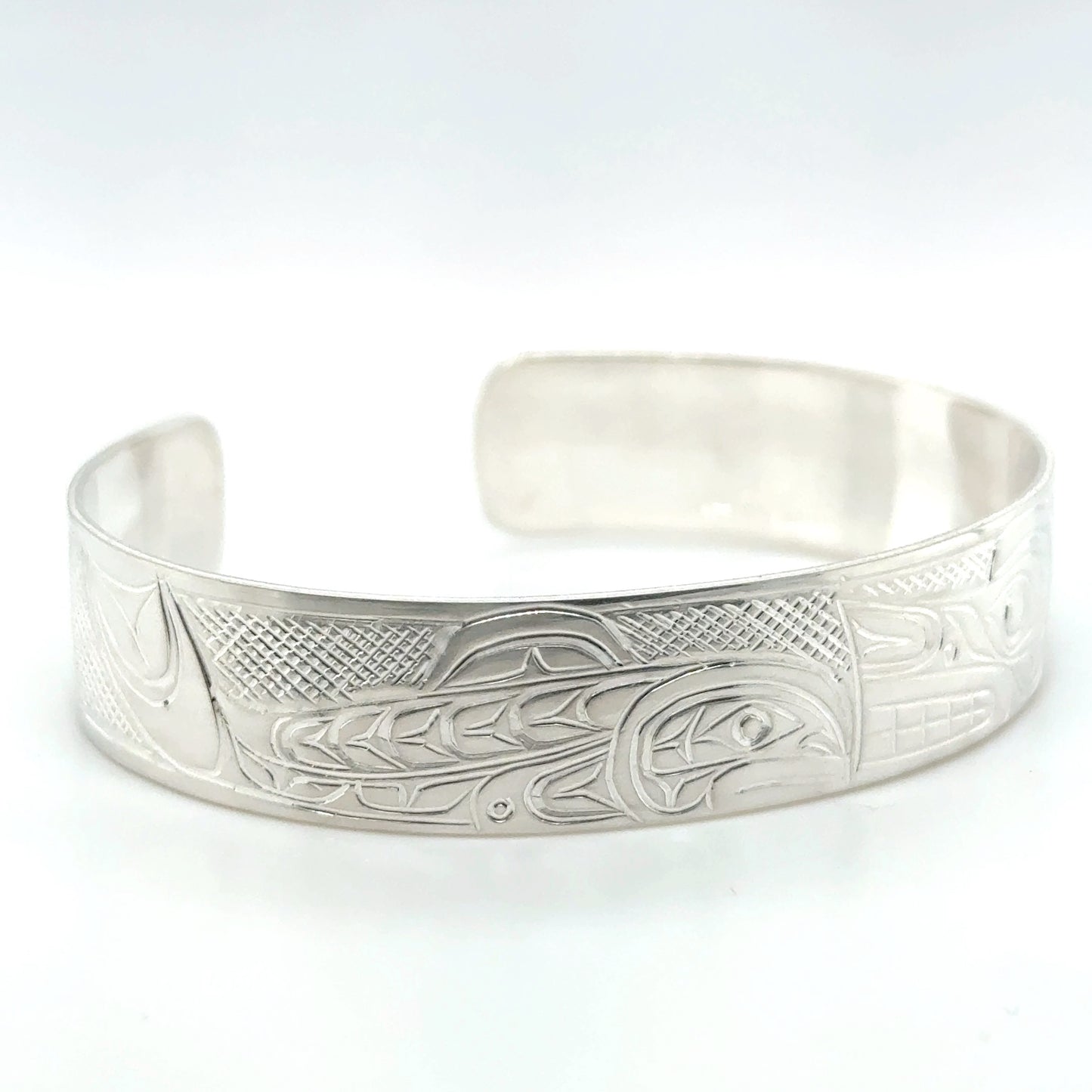 Bracelet - Sterling Silver - 1/2" - Wolf & Salmon