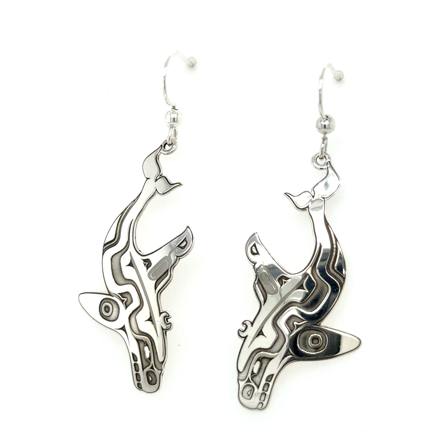 Earrings - Sterling Silver - Cutout Whale