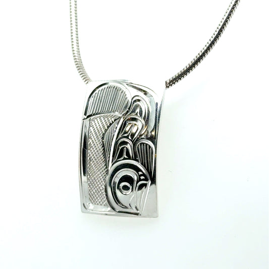 Pendant - Sterling Silver - Rectangle - Salmon