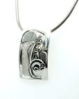 Pendant - Sterling Silver - Rectangle - Salmon