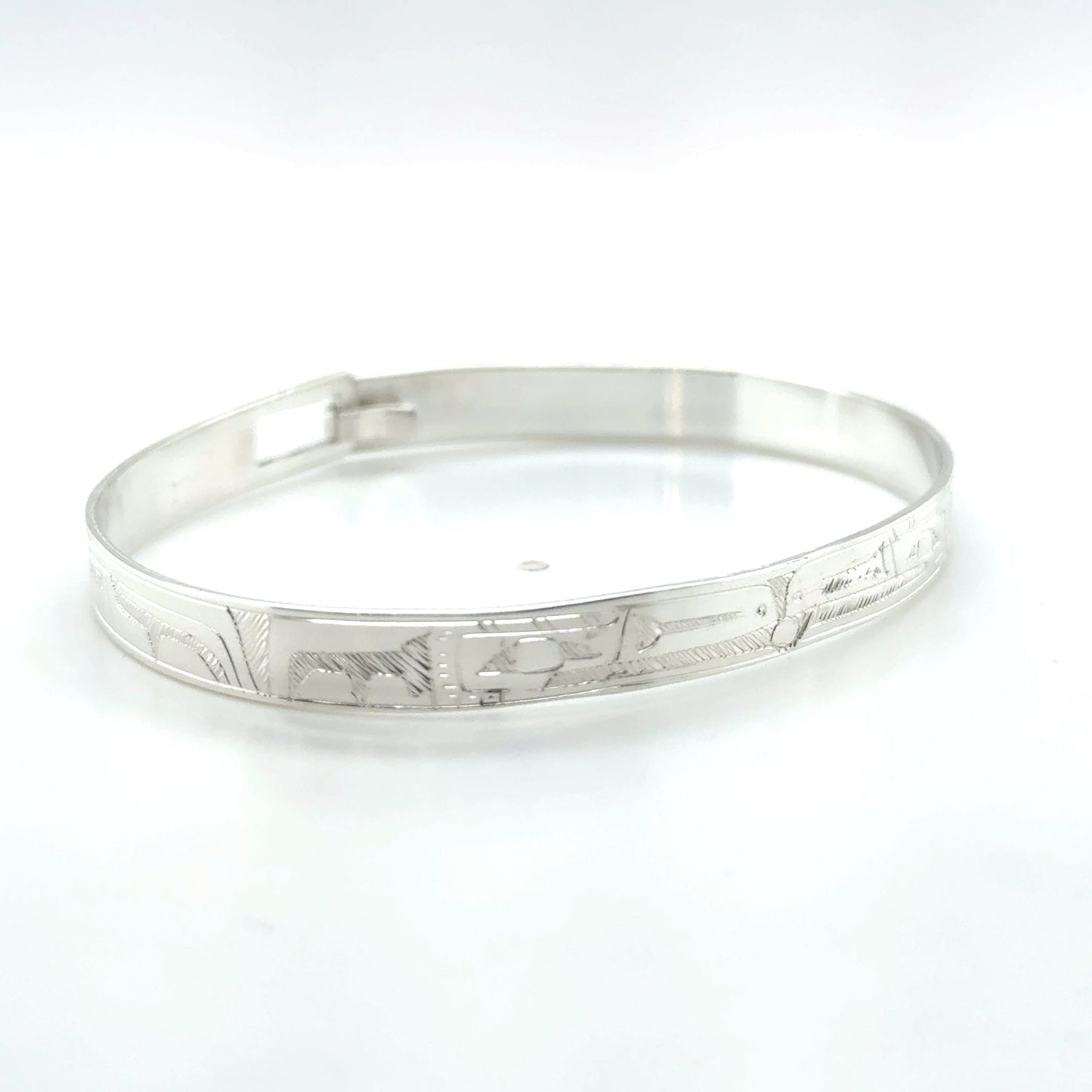 Bangle - Sterling Silver - 1/4" - Ravens - Shorter Length