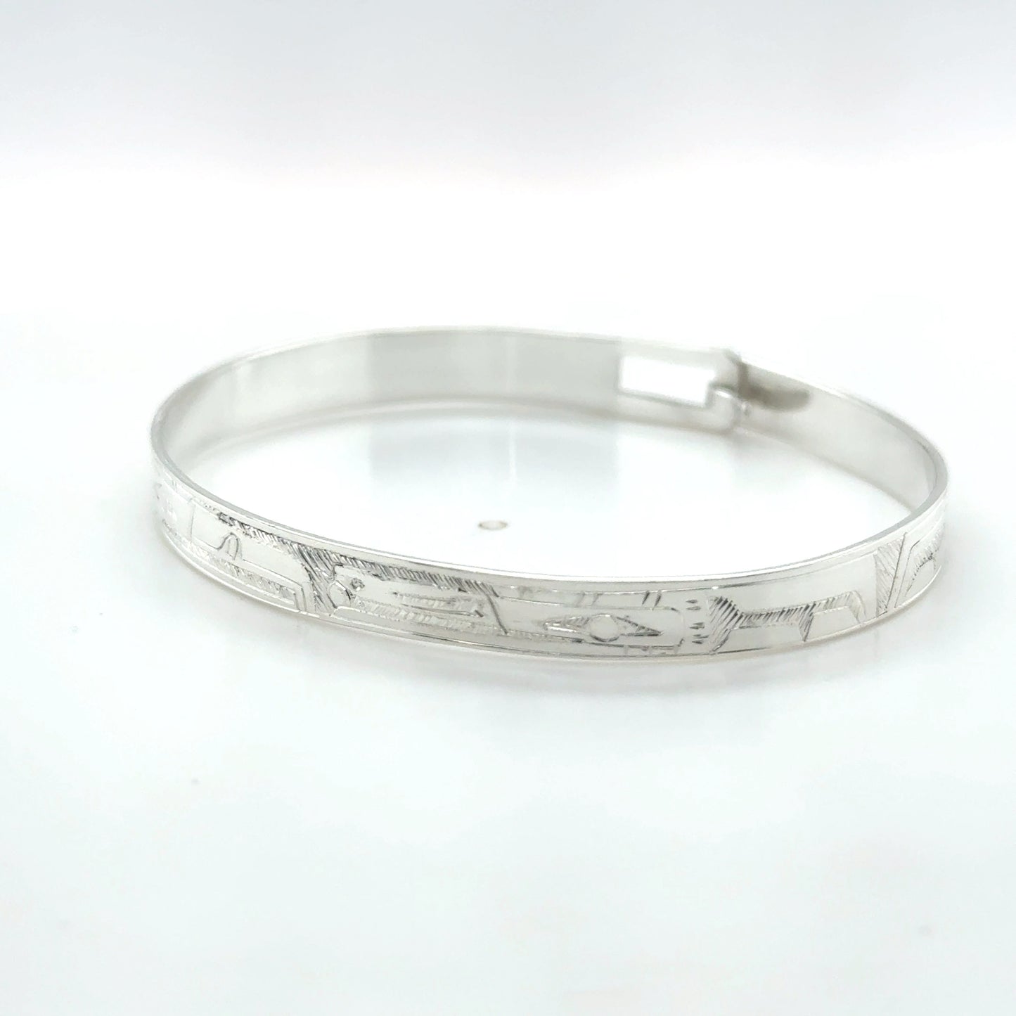 Bangle - Sterling Silver - 1/4" - Eagle & Raven - Shorter Length