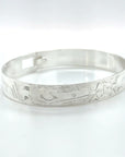 Bangle - Sterling Silver - 3/8" - Eagle, Sun, & Hummingbird - Shorter Length