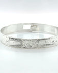 Bangle - Sterling Silver - 3/8" - Eagle, Sun, & Hummingbird - Shorter Length