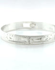 Bangle - Sterling Silver - 3/8" - Raven & Eagle - Shorter Length