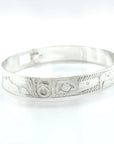 Bangle - Sterling Silver - 3/8" - Hummingbird & Eagle - Shorter Length