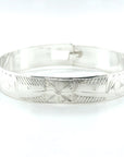 Bangle - Sterling Silver - 1/2" - Hummingbirds & Flower
