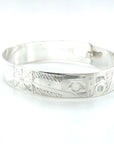 Bangle - Sterling Silver - 1/2" - Hummingbirds & Flower