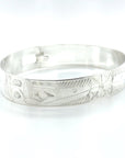 Bangle - Sterling Silver - 1/2" - Hummingbirds & Flower