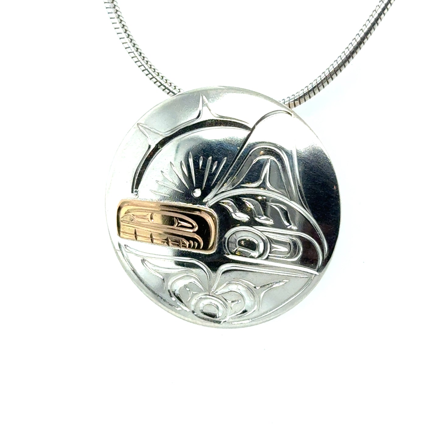 Pendant - Gold & Silver - Oval - Orca