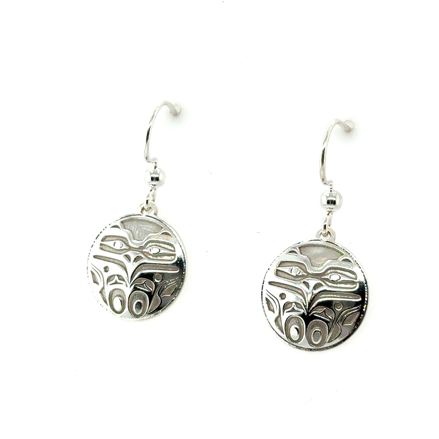 Earrings - Sterling Silver - Drop - Round - Eagle Front - Small - 15mm