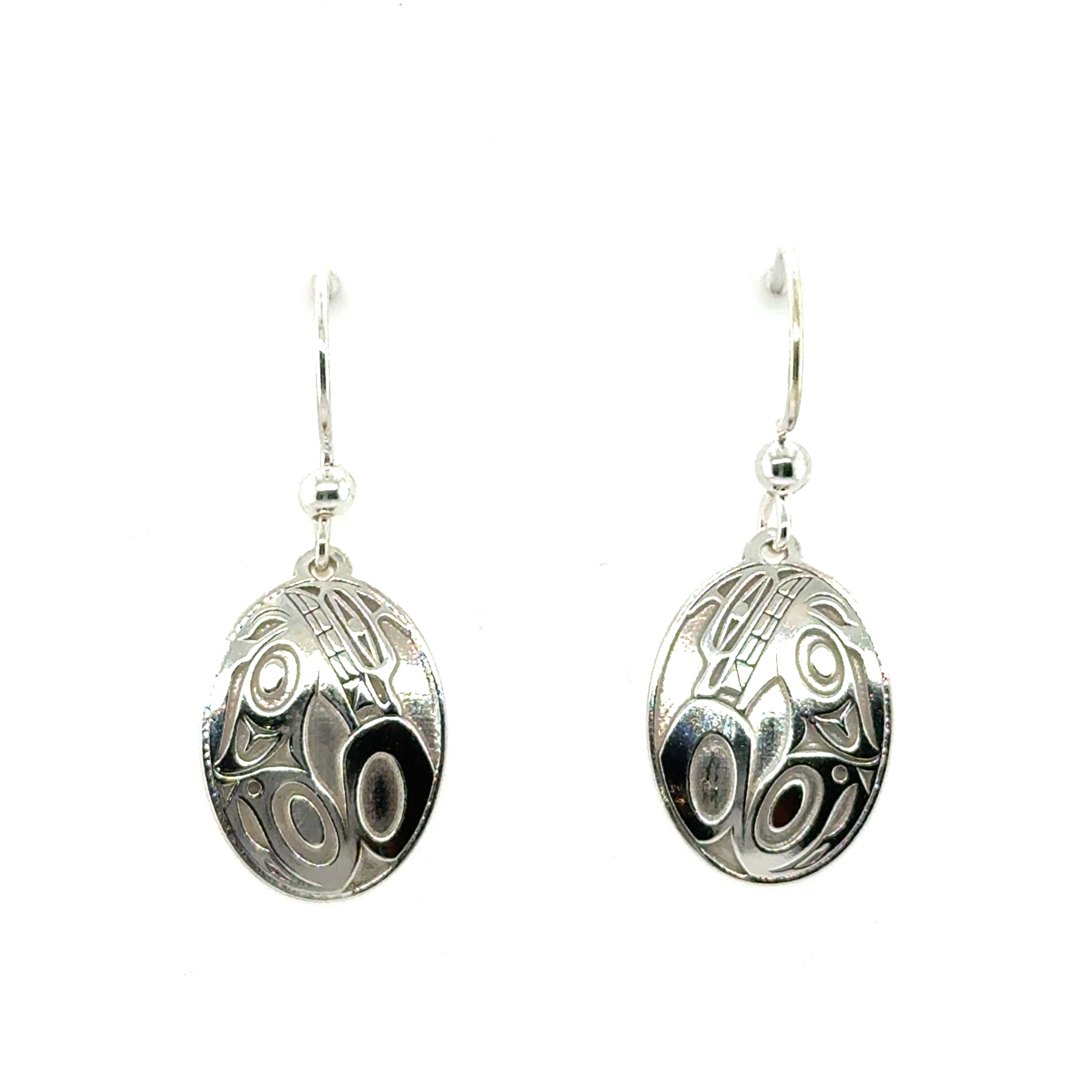 Earrings - Sterling Silver - Drop - Oval - Wolf - Mini - 19mm