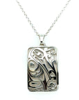 Pendant - Sterling Silver - Rectangle - Hummingbird - 25mm