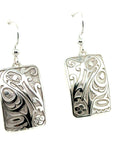 Earrings - Sterling Silver - Drop - Rectangle - Hummingbird - 25mm