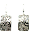 Earrings - Sterling Silver - Drop - Rectangle - Hummingbird - 25mm