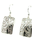 Earrings - Sterling Silver - Drop - Rectangle - Hummingbird - 25mm