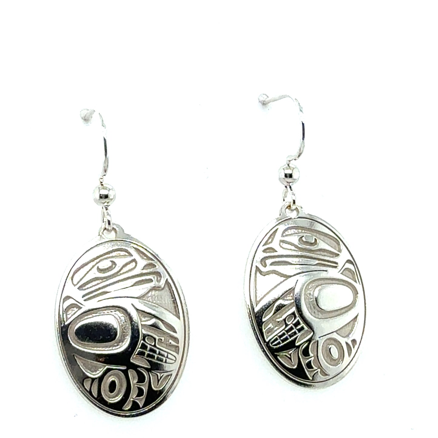 Earrings - Sterling Silver - Drop - Oval - Eagle - 25mm