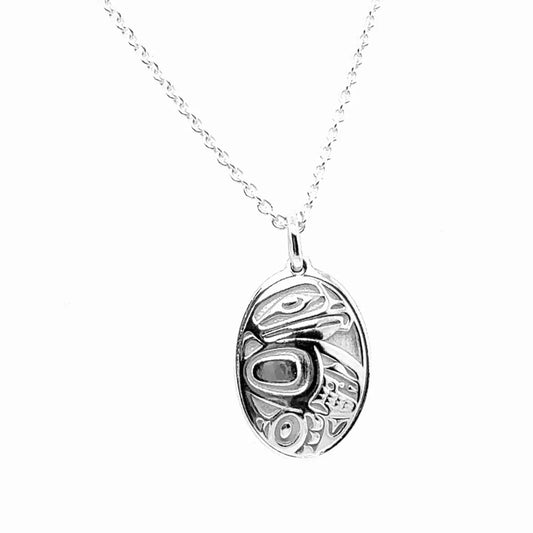 Pendant - Sterling Silver - Oval - Eagle - Mini - 19mm