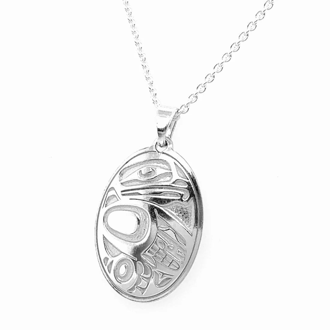 Pendant - Sterling Silver - Oval - Eagle - Small - 25mm