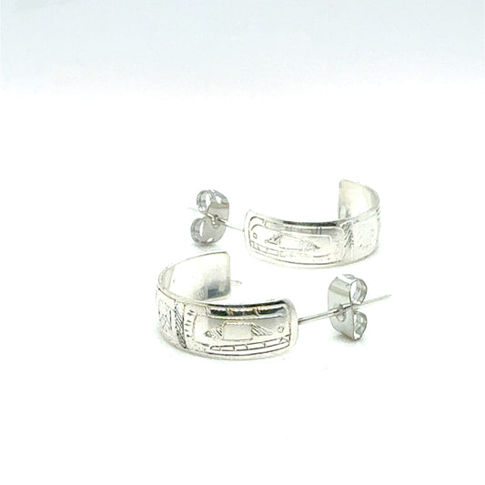 Earrings - Sterling Silver - Half Hoop - 1/4" - Orca