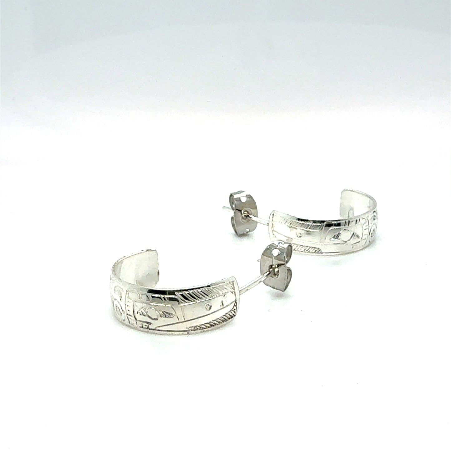 Earrings - Sterling Silver - Half Hoop - 1/4" - Hummingbird