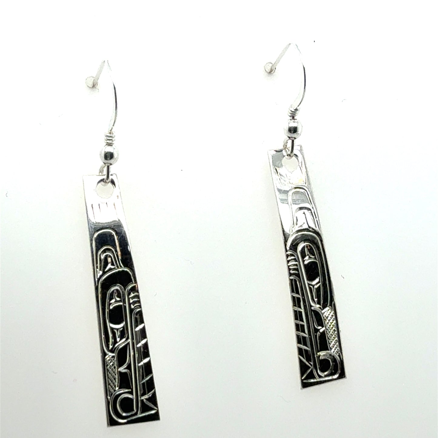 Earrings - Sterling Silver - Rectangle - Wolf