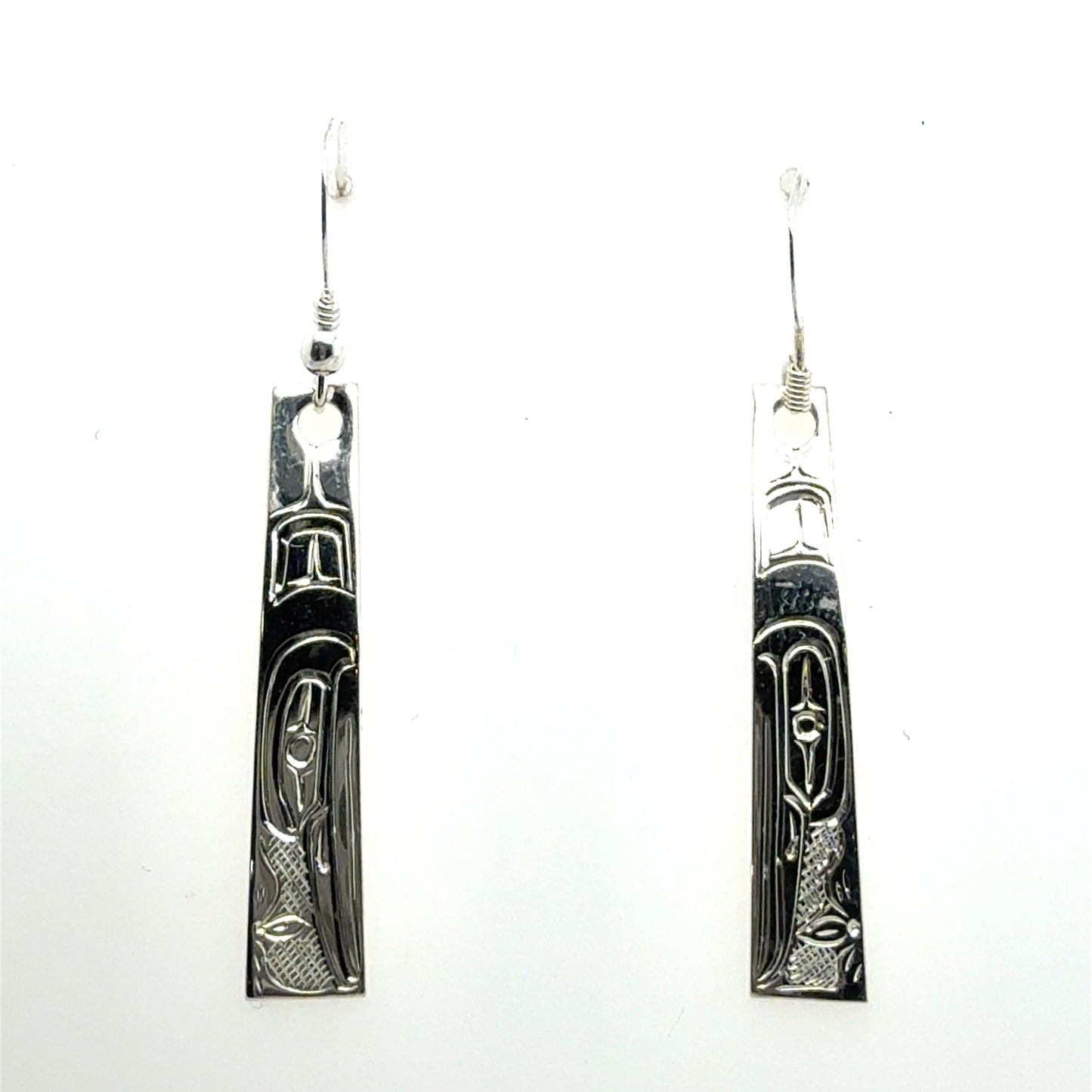 Earrings - Sterling Silver - Rectangle - Hummingbird