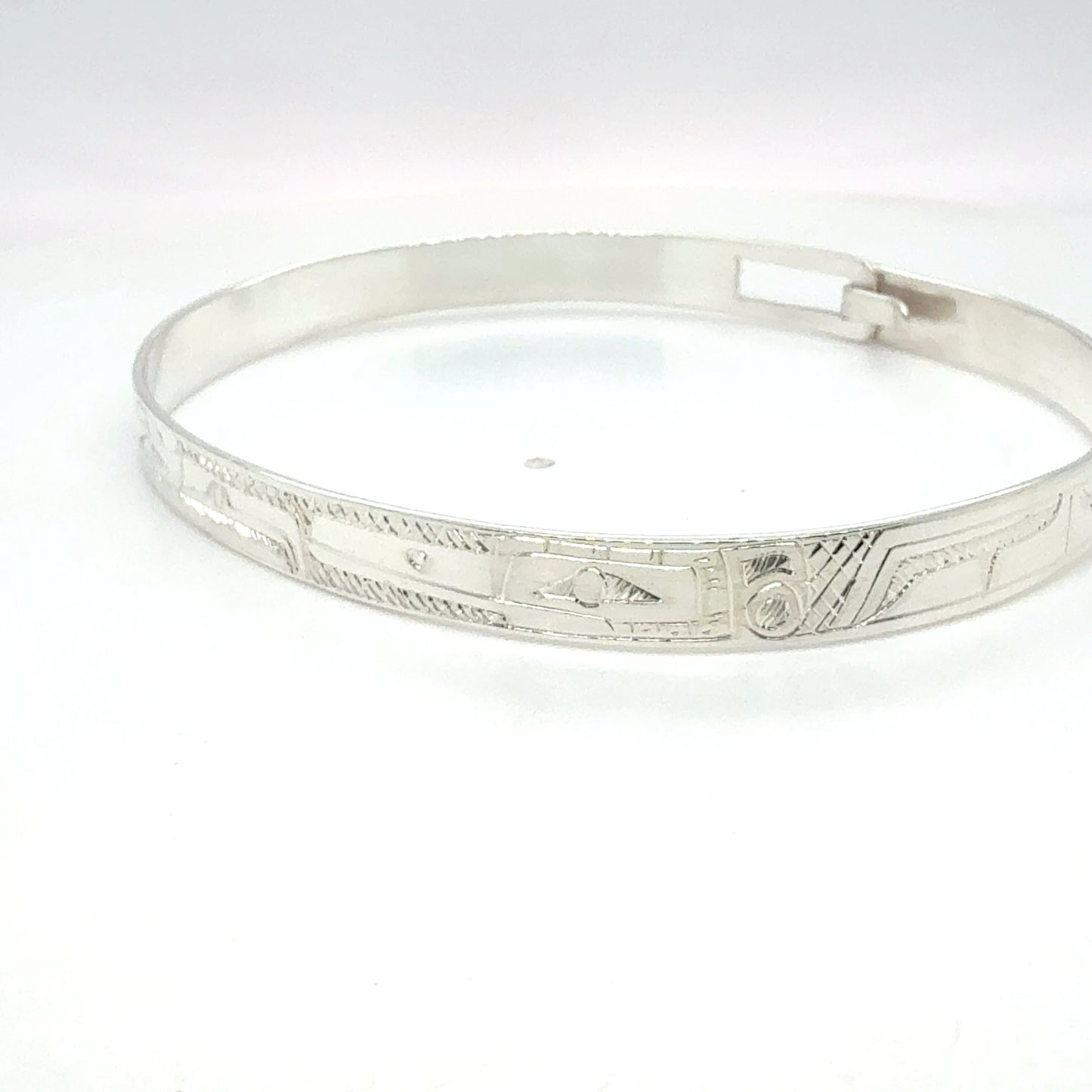 Bangle - Sterling Silver - 1/4" - Longer - Eagle & Hummingbird
