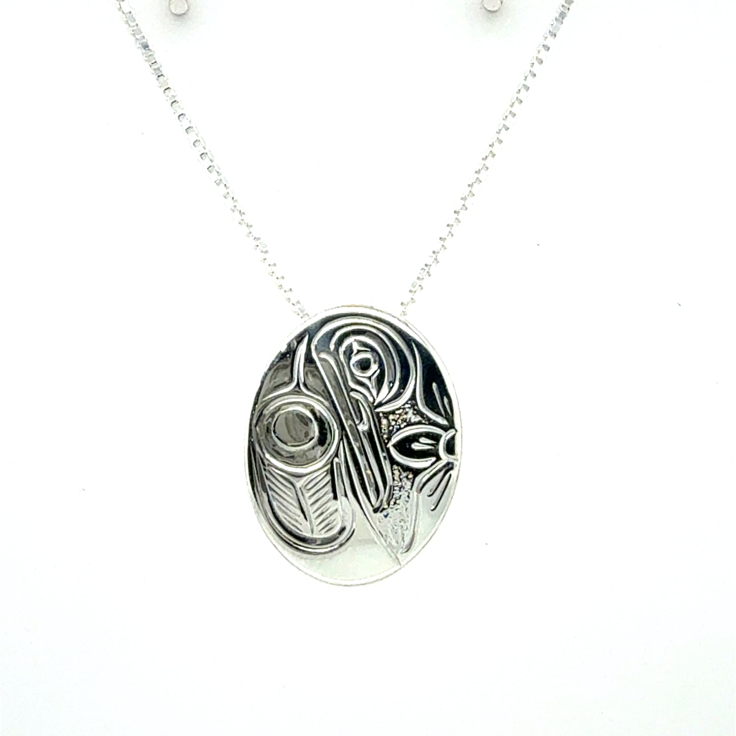 Pendant - Sterling Silver - Oval - Small - Hummingbird