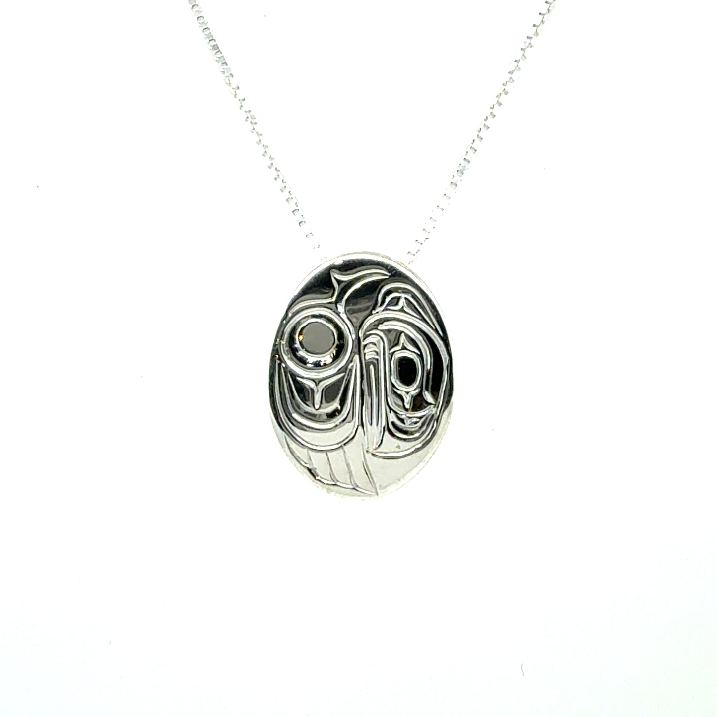 Pendant - Sterling Silver - Oval - Small - Raven