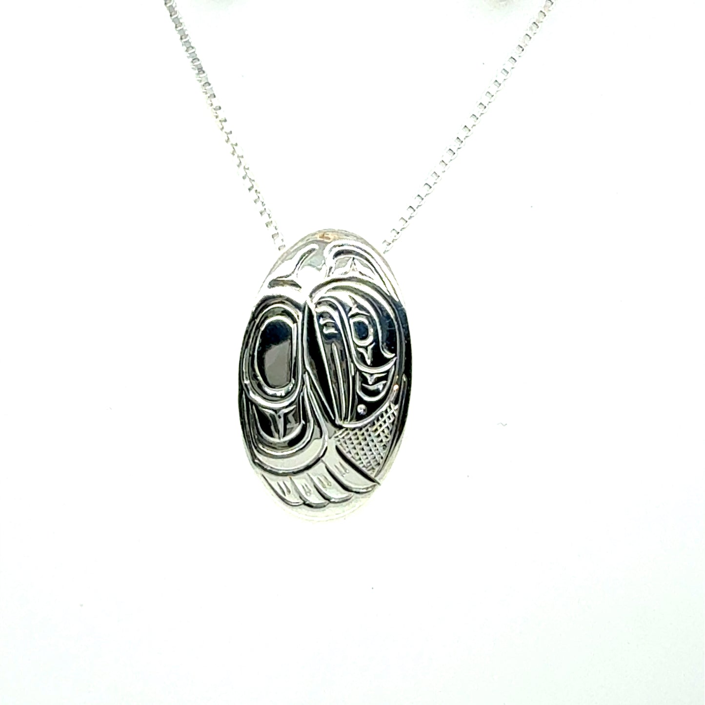Pendant - Sterling Silver - Oval - Small - Raven