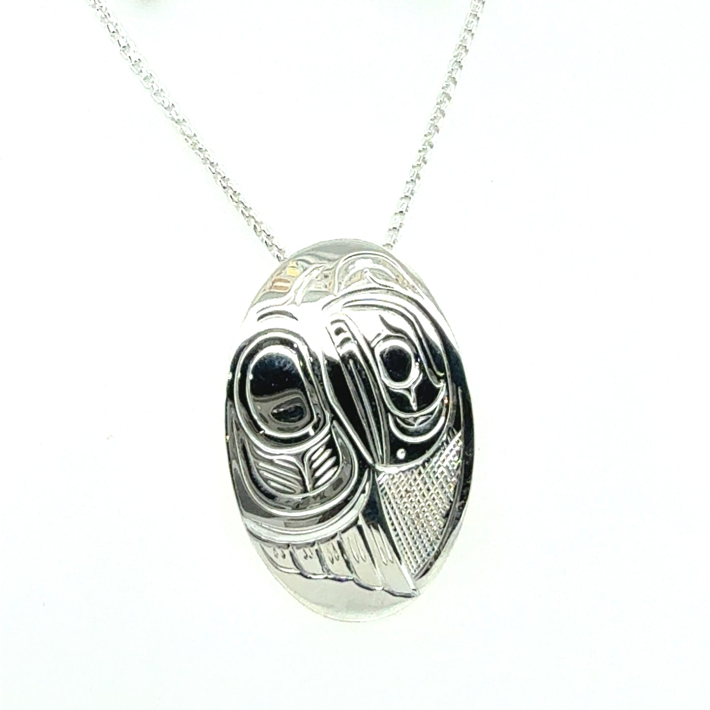 Pendant - Sterling Silver - Oval - Raven