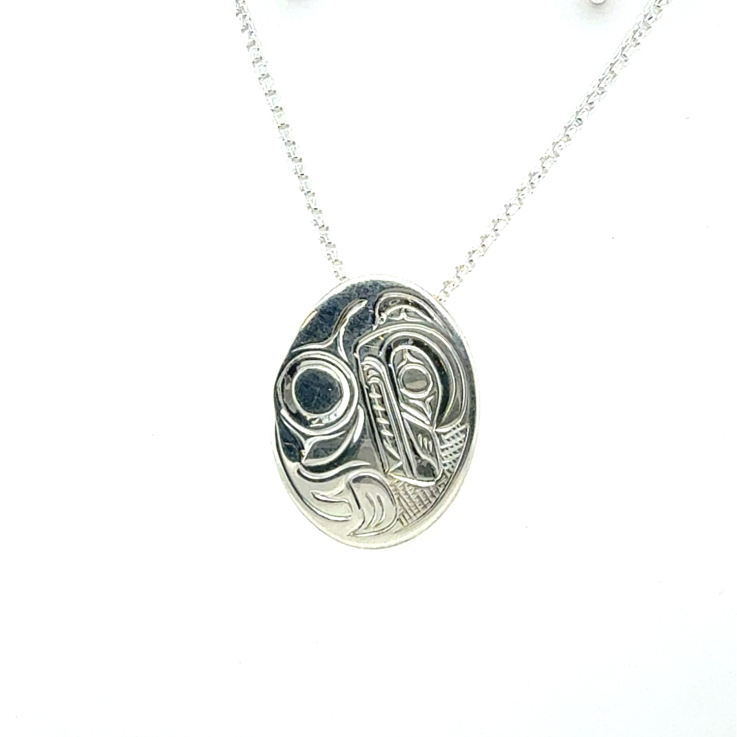 Pendant - Sterling Silver - Oval - Small - Bear