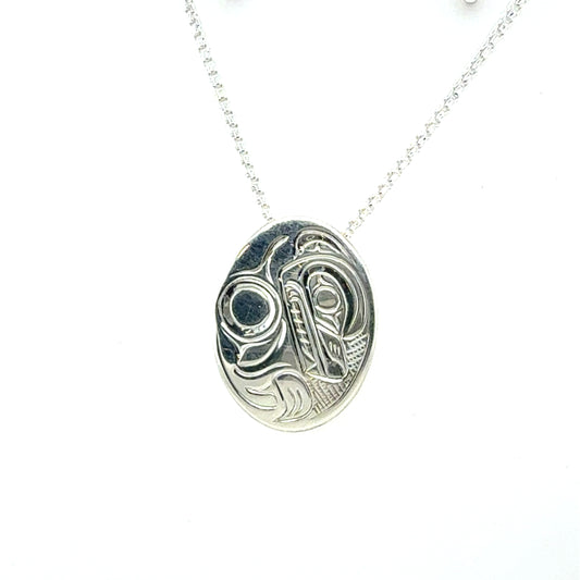 Pendant - Sterling Silver - Oval - Small - Bear