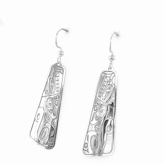 Earrings - Sterling Silver - Drop - Triangle - Long - Wolf - 41mm