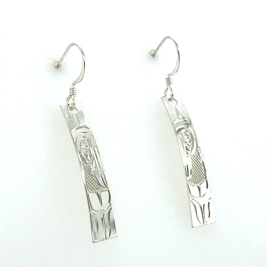 Earrings - Sterling Silver - Rectangle - Hummingbird