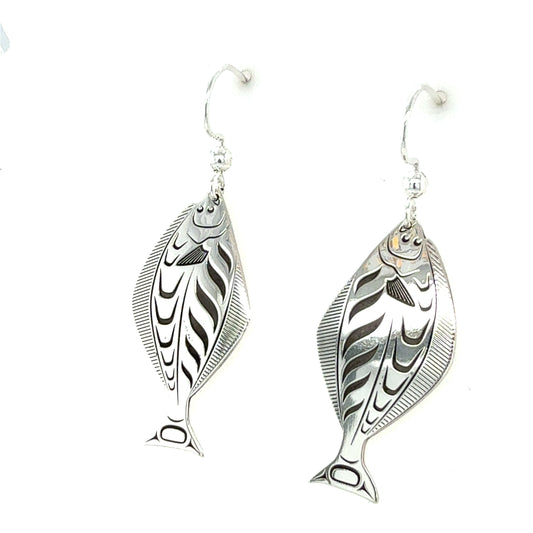 Earrings - Sterling Silver - Cutout - Halibut